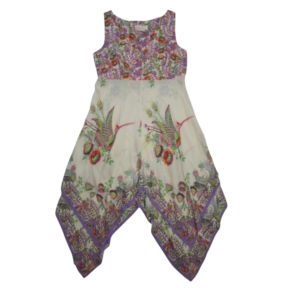 Anthropologie Analise Floral Midi Bohemian Handkerchief Dress Size 10 Petite